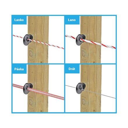FENCEE - Kvalitní plastový izolátor pro lanka a pásky do 12 mm - 25 ks