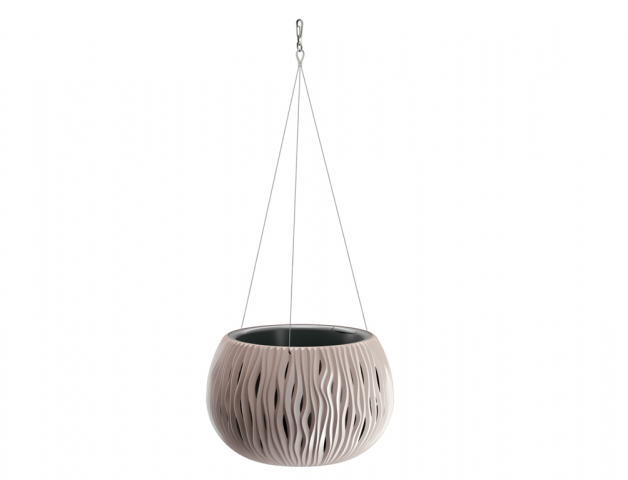 Obal na kvetináč SANDY BOWL WS 3v1 závesný matný hnedo sivý O 29x20cm