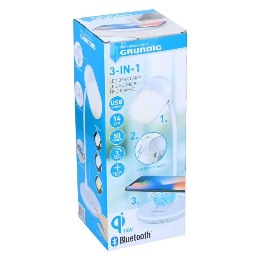 GRUNDIG Stolová lampa LED s bezdrôtovou nabíjačkou na mobil 3v1ED-247254