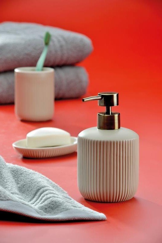 KELA Dávkovač mydla Adele keramika šedá 400 ml KL-23740