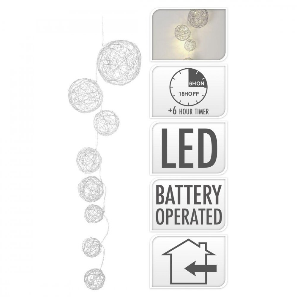 osvetlenie 90cm 8LED strieborný s časovačom