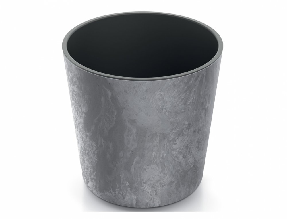 Obal na květník URBI ROUND BETON 2v1 plastový tmavě šedý pr.25x25cm tmavě šedá