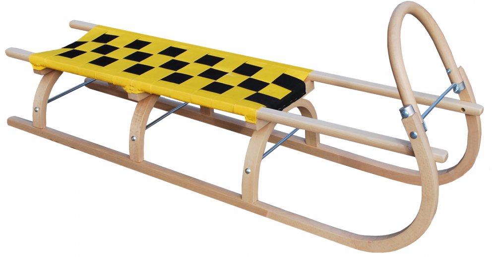 Drevené sane SULOV® 67, 125cm, žlto-čierne