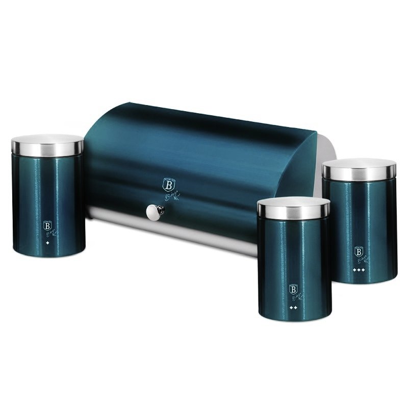 BERLINGERHAUS Chlebník a súprava dóz 4 ks Aquamarine Metallic Line BH-6734