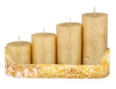 Sviečky adventné STUPŇOVITÉ rustik metal d5x681012cm 4ks
