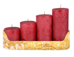 Svíčky adventní STUPŇOVITÉ rustik metal d5x681012cm 4ks červená