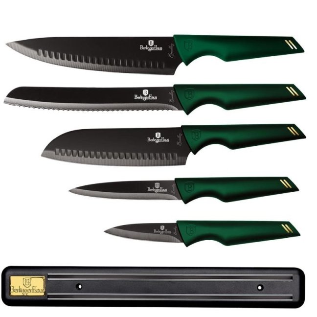 BERLINGERHAUS Sada nožov s nepriľnavým povrchom 6 ks Emerald Collection s magnetickým držiakom BH-2696
