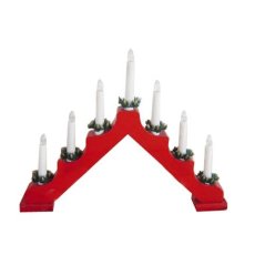svietnik vianočné el. 7 sviečok, teplá bilý, ihlan, dřev.červený, do zásuvky