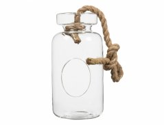 Fľaša dekoračná S závesná sklenená d10x18cm