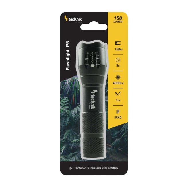 svietidlo nabíjacie Technik Flashlight kov.ZOOM P5 150lm LED