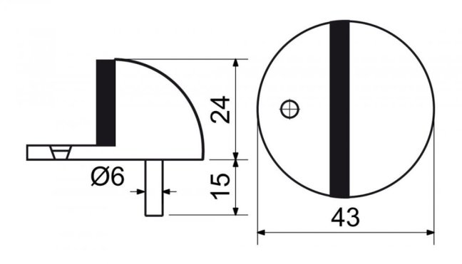 zarážka dveřní 43x24mm nerez, matný povrch