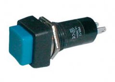 Přepínač tlačítko čtv. OFF-(ON) 250V/1A modré