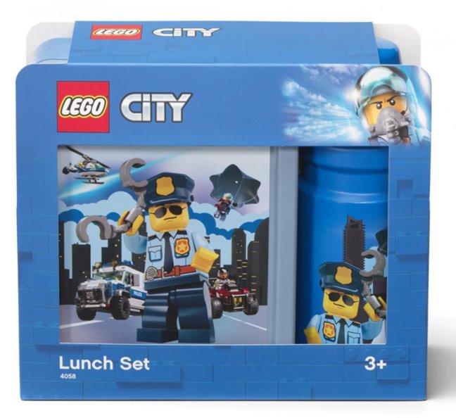 box svačinový 20x17,3x7,1cm+láhev 390ml,PP+silikon LEGO CITY sada 2díl.