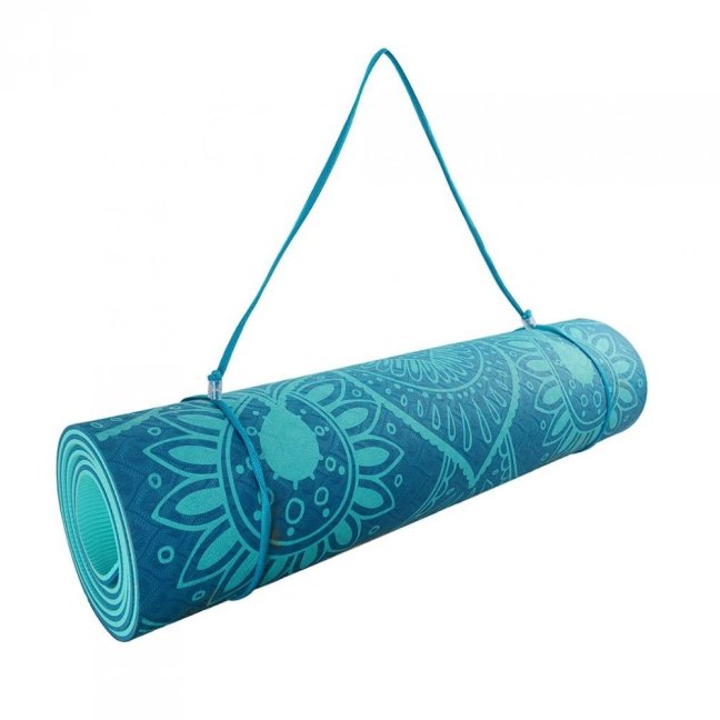 Podložka LIFEFIT® YOGA MAT MANDALA DUO, 183x58x0,6cm, tyrkysová