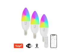 Chytrá LED žárovka E14 6W RGB+CCT IMMAX NEO 07716CDO WiFi Tuya sada 3ks