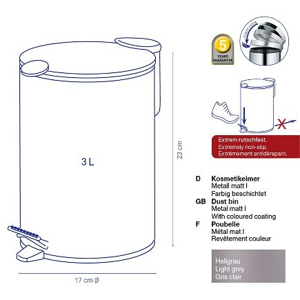 KELA Kosmetický koš 3 l MATS šedá KL-23610