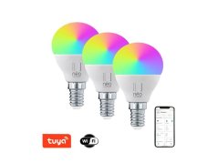 Chytrá LED žárovka E14 6W RGB+CCT IMMAX NEO Lite 07745C WiFi Tuya sada 3ks