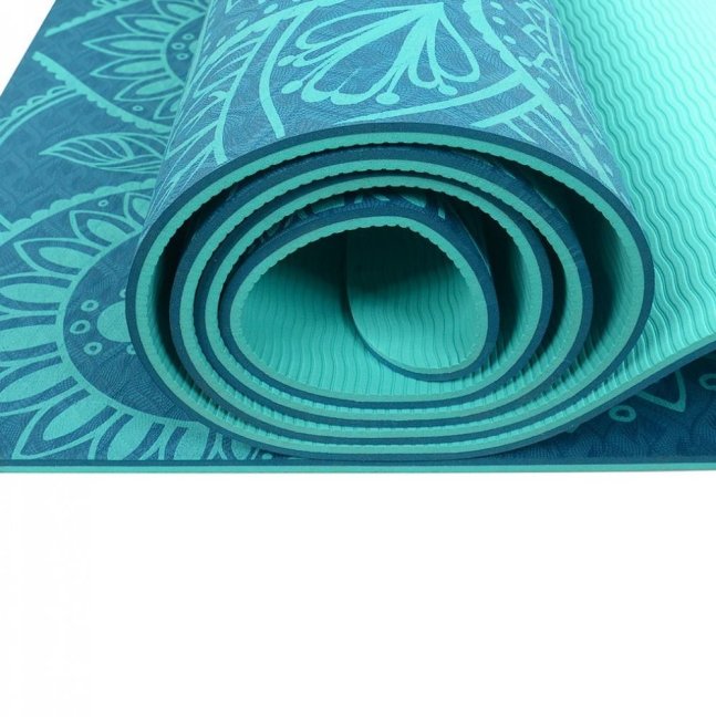 Podložka LIFEFIT® YOGA MAT MANDALA DUO, 183x58x0,6cm, tyrkysová