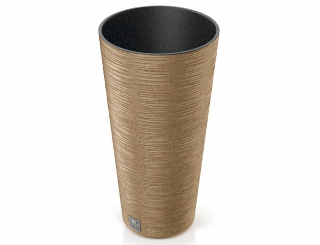 Obal na květník FURU SLIM ECO WOOD 2v1 plastový světle hnědý