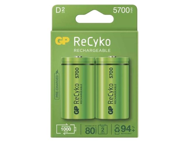 Batéria D (R20) nabíjací 1,2V/5700mAh GP Recyko 2ks