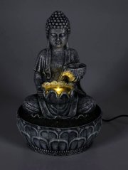 Fontána pokojová s LED osvětlením 29 cm Budha béžová