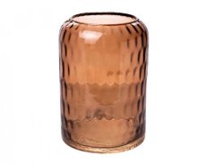Váza HONEYCOMB  skleněná ruční výroba pr.14x20cm hnědá