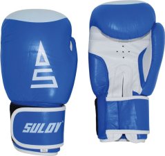 Box rukavice SULOV® kožené 14oz., modro-biele