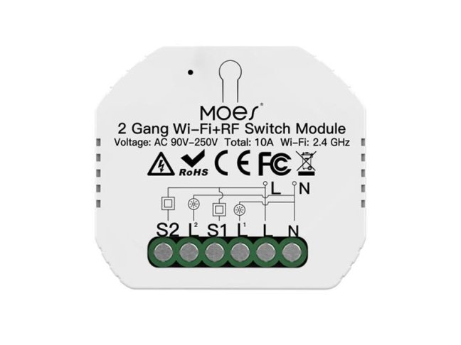 Smart ovládač osvetlenia Moes MS-104B 2-kanálový WiFi Tuya