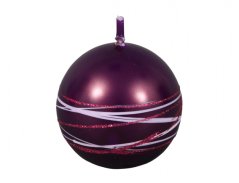 Svíčka SATURN KOULE vánoční metalická lesklá tmavě fialová