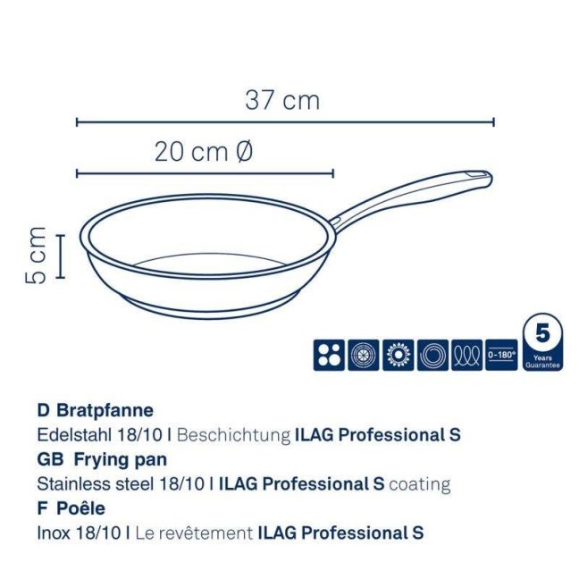 Pánev Flavoria nerez 18/10 s nepřilnavým povrchem 5,0 cm  20,0 cm