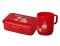 Set PAM box na desiatu stredný + hrnček plastový 2,5 dl, červený