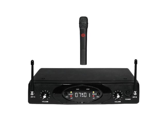 Mikrofón bezdrôtový SHOW RUD-802R / 1 x U-899H, dvojkanálová sada, UHF