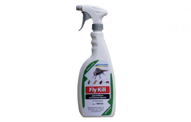 Roztok s rozprašovačem k hubení much, mravenců a molů  SCHOPF FLY KILL, 1000ml
