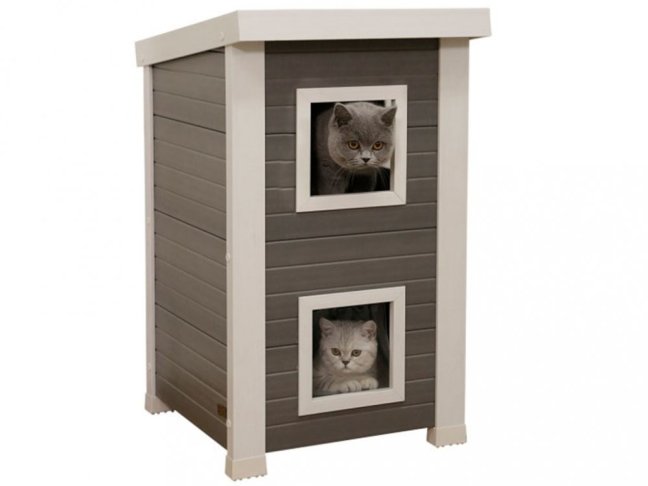 Dvojposchodová búda pre mačky z EKO plastu KERBL EMILA 49x55x82 cm