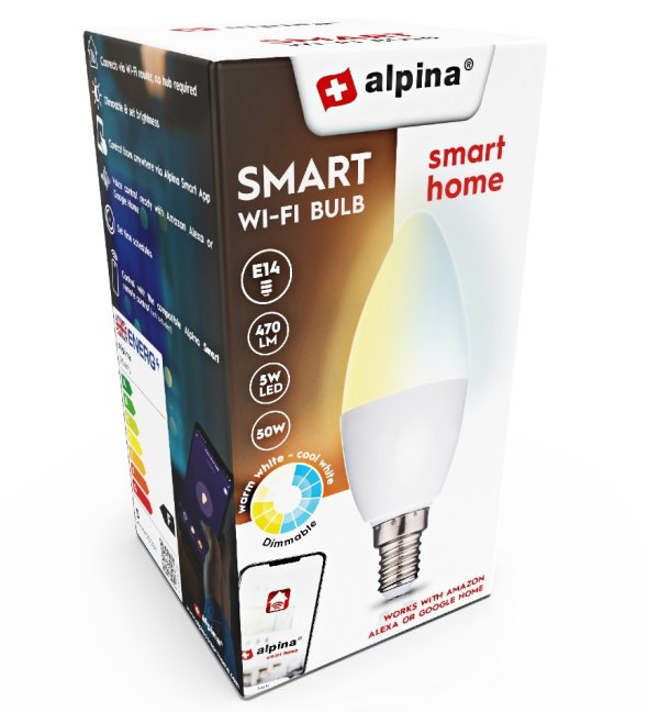 ALPINA Chytrá žiarovka LED WIFI biela stmievateľná E14ED-225441