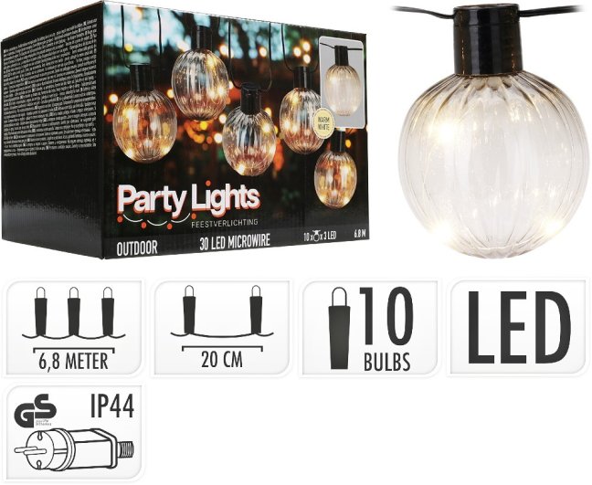 Svetelná reťaz LED PARTY 10 žiaroviek 6,8m