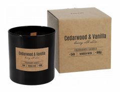 Svíčka ve skle CEDARWOOD VANILLA vonná dřevěný knot