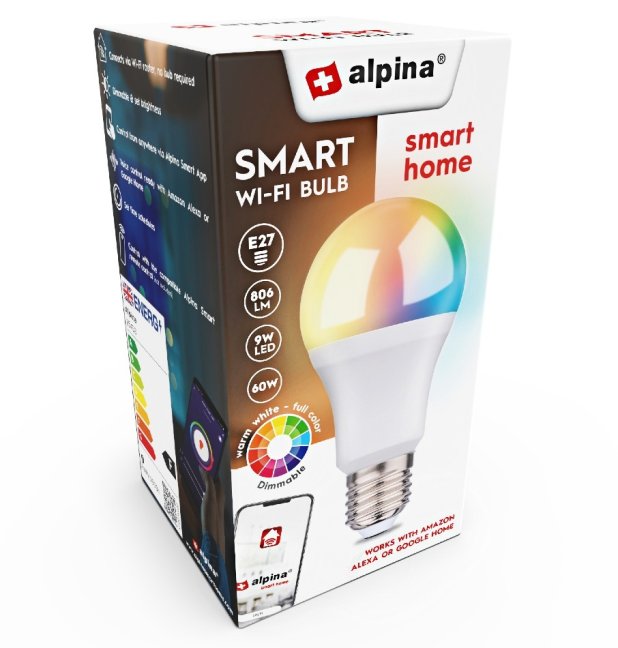 ALPINA Chytrá žiarovka LED RGB WIFI biela + farebná E27ED-225433