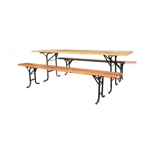 set záhradný pivný drevo / kov stôl + 2 lavice