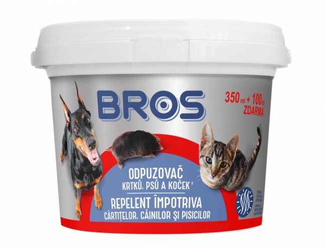 BROS Odpudzovač krtkov, psov a mačiek 350ml + 100ml ZADARMO