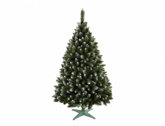 Stromek JEDLE umělý vánoční s bílými konci + stojan