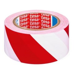 páska výstražná 50mmx33m červený-biely samolepiace TESA