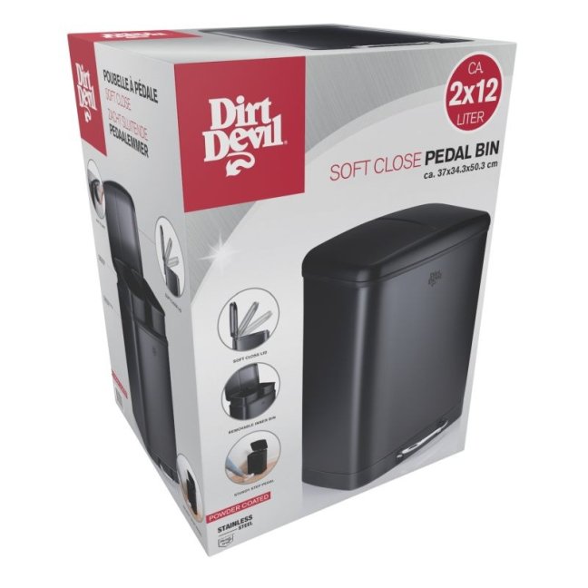 DIRT DEVIL Odpadkový kôš na triedený odpad 2 x 12 l tiché zatváranie čiernaED-249507