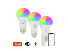 Chytrá LED žárovka E27 11W RGB+CCT IMMAX NEO 07712CDO WiFi Tuya sada 3ks