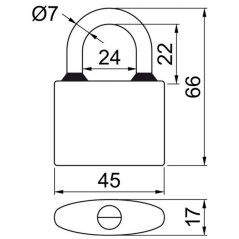 zámek visací OVAL 45 3kl. na stejný uzávěr  RICHTER