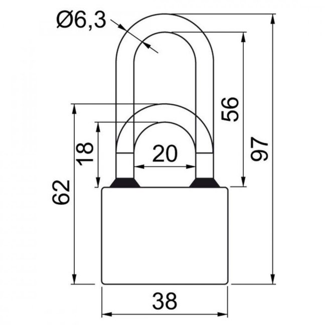 zámok visiaci OVAL 38 3kľ. RICHTER