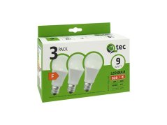 Žárovka LED E27 9W A60 bílá přírodní QTEC P1516 3ks