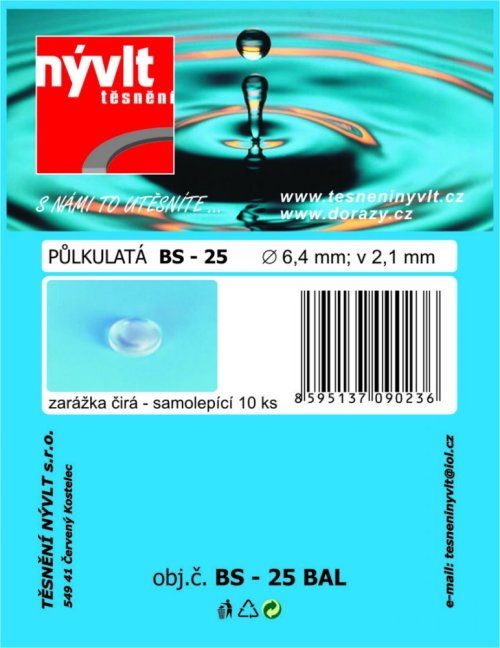 doraz samolep.půlkul.pr. 6,4x2,1mm transparentní  BS-25 (10ks)