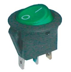 Prepínač kolískový guľ. pros. 2pol./3pin ON-OFF 16A/12VDC zelený