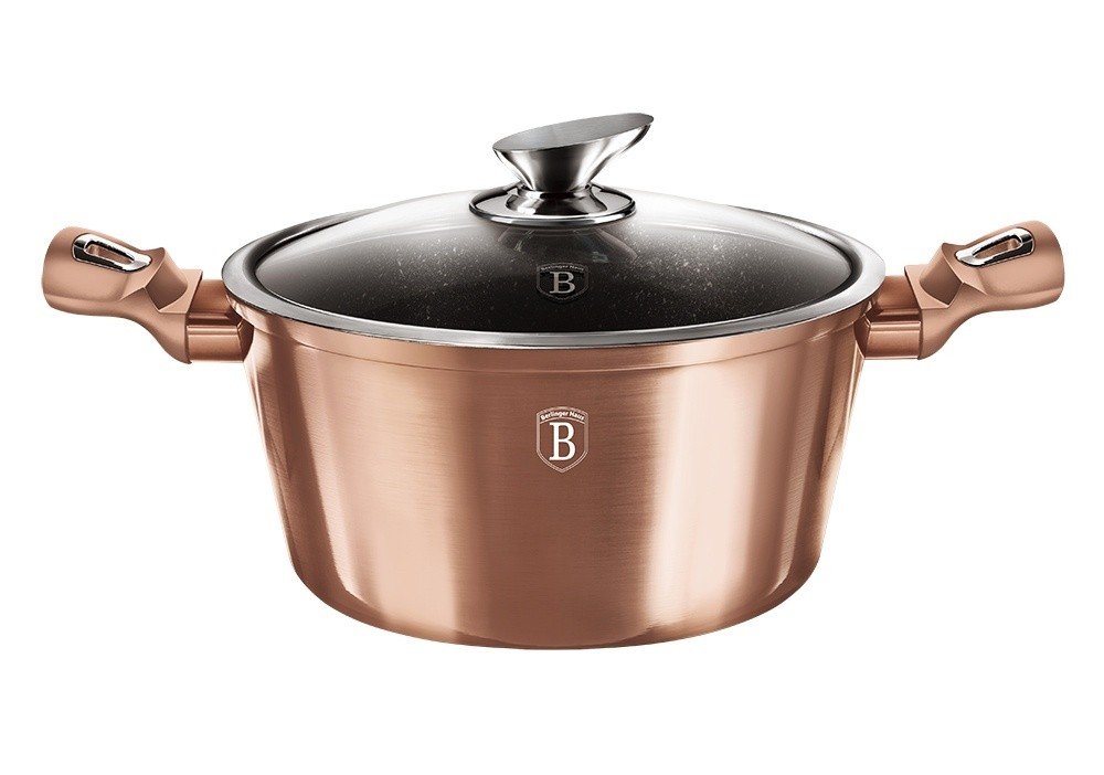 BERLINGERHAUS Kastról s mramorovým povrchom a pokrievkou 30 cm Rosegold Metallic Line BH-6194